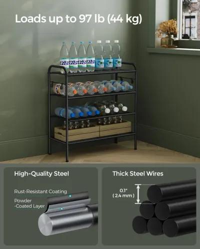 26.7" Wide 4-Tier Metal Shoe Rack with 4 Hooks