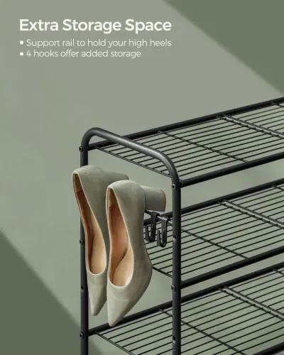 26.7" Wide 4-Tier Metal Shoe Rack with 4 Hooks