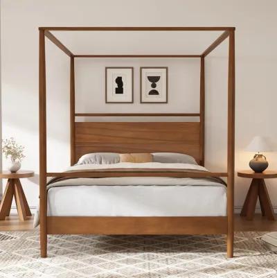 Merax Solid Wood Canopy Bed Frame with 4 Corners Design