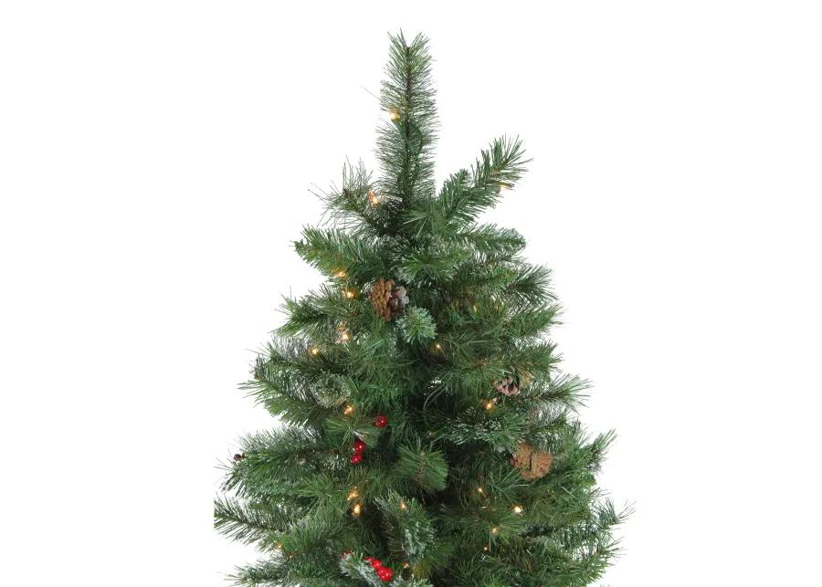 6.5' Pre-Lit Medium Mixed Pine and Iridescent Glitter Artificial Christmas Tree - Clear Lights