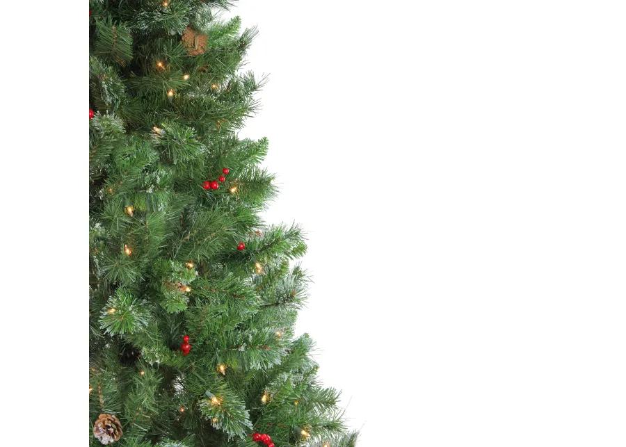 6.5' Pre-Lit Medium Mixed Pine and Iridescent Glitter Artificial Christmas Tree - Clear Lights