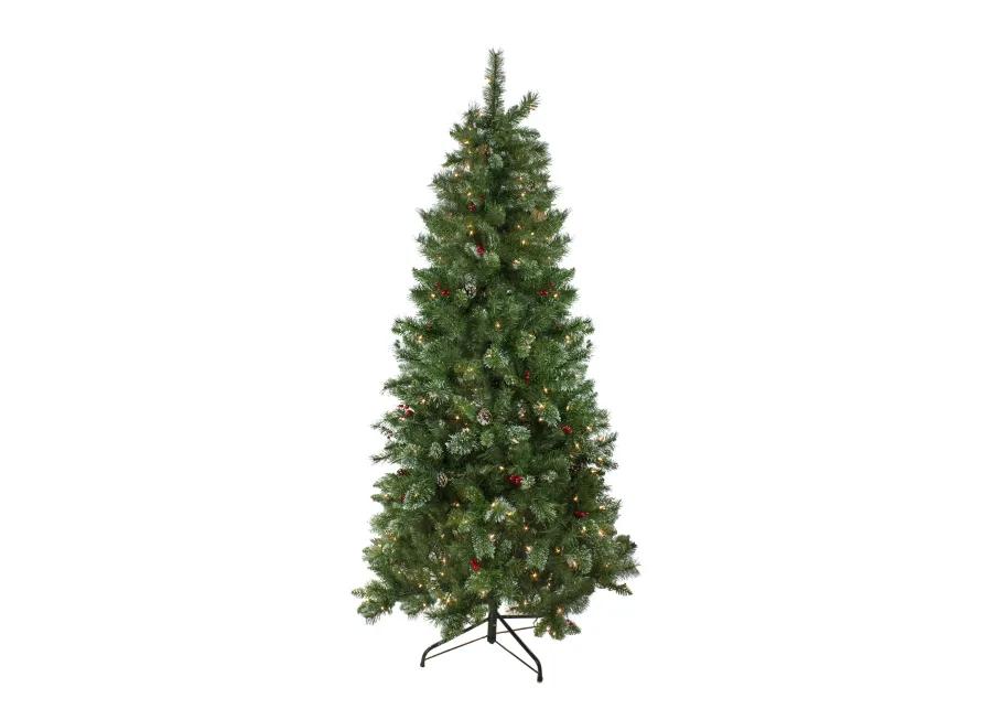 6.5' Pre-Lit Medium Mixed Pine and Iridescent Glitter Artificial Christmas Tree - Clear Lights