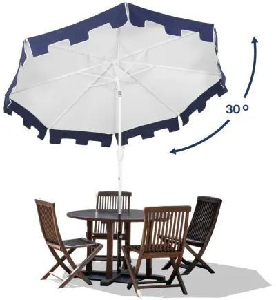 Baiona Classic MidCentury Market Patio Umbrella with UV Protection, Auto-Tilt, Crank and UV Protection