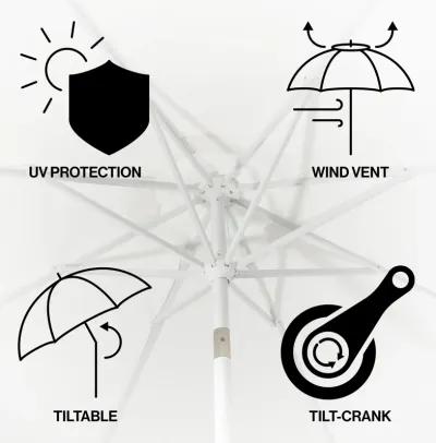 Baiona Classic MidCentury Market Patio Umbrella with UV Protection, Auto-Tilt, Crank and UV Protection