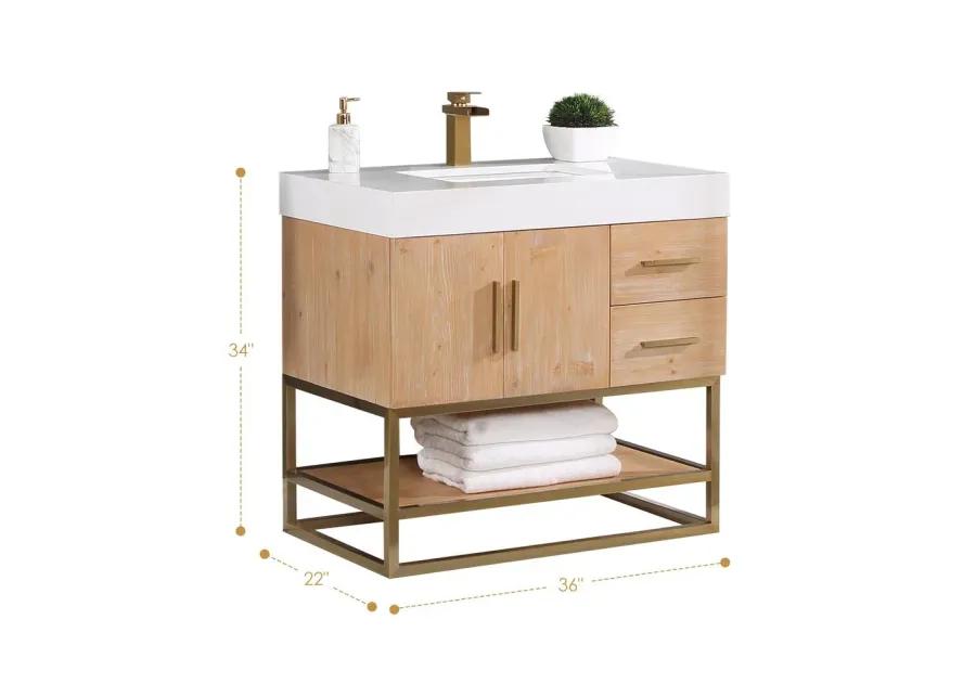 Altair 36 Single Bathroom Vanity in Light Brown with Mirror