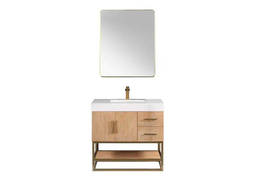 Altair 36 Single Bathroom Vanity in Light Brown with Mirror