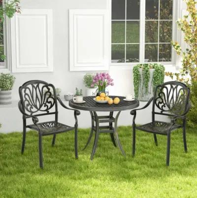 Hivvago 2 Pieces Patio Cast Aluminum Dining Chairs with Armrests-Bronze