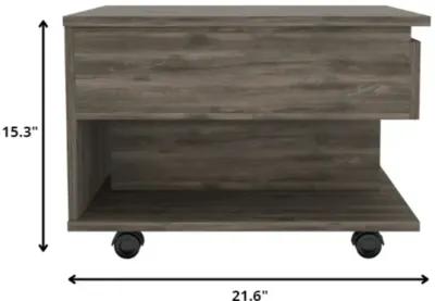 Homezia 22" Dark Brown Manufactured Wood Rectangular Lift Top Coffee Table With Drawer