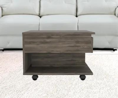 Homezia 22" Dark Brown Manufactured Wood Rectangular Lift Top Coffee Table With Drawer