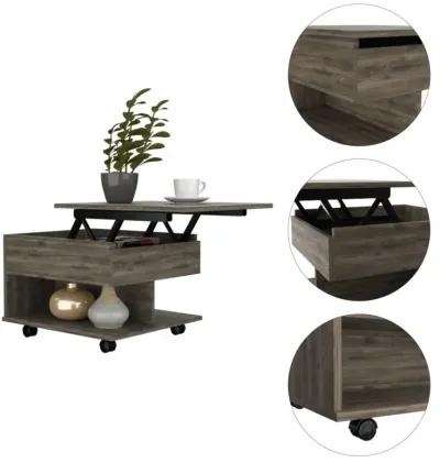 Homezia 22" Dark Brown Manufactured Wood Rectangular Lift Top Coffee Table With Drawer