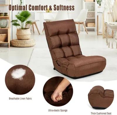 4-Position Adjustable Floor Chair Folding Lazy Sofa