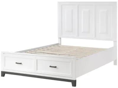 Thiem Queen Size Platform Bed with 2 Storage Drawers, White Wood Finish - Benzara