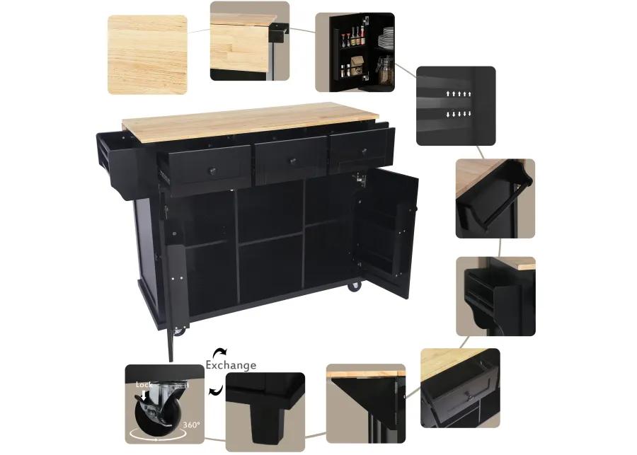 Merax Kitchen Cart on 5 Wheels with Storage Cabinet