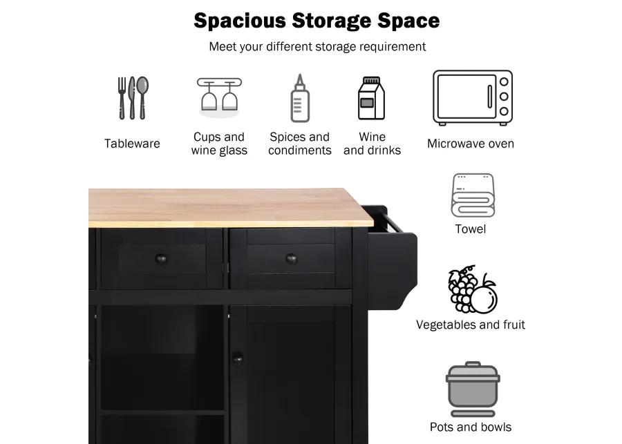 Merax Kitchen Cart on 5 Wheels with Storage Cabinet