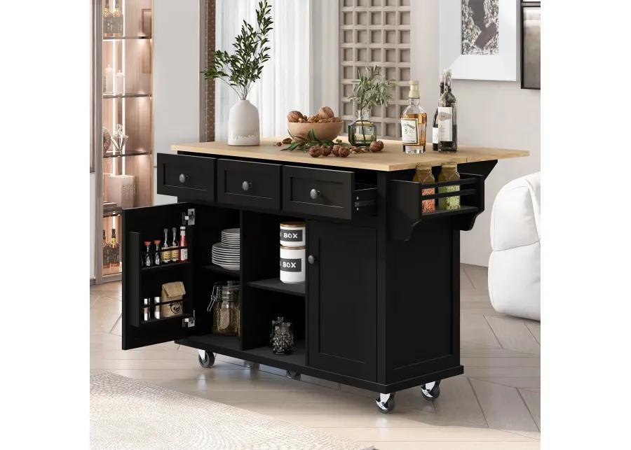 Merax Kitchen Cart on 5 Wheels with Storage Cabinet