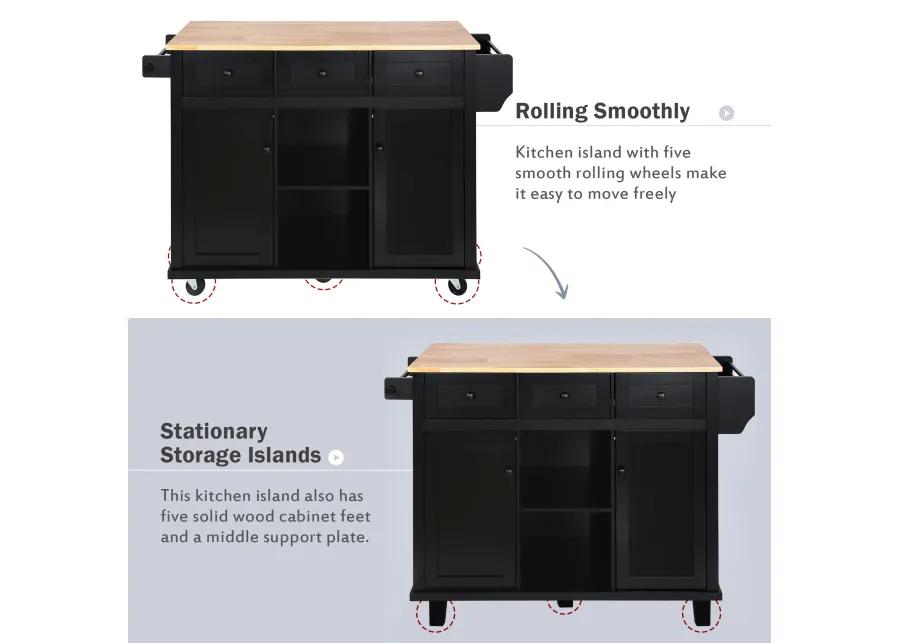 Merax Kitchen Cart on 5 Wheels with Storage Cabinet