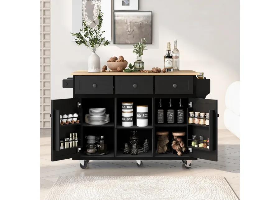 Merax Kitchen Cart on 5 Wheels with Storage Cabinet