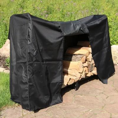 Sunnydaze 6 ft Powder-Coated Steel Firewood Log Rack with Black Cover