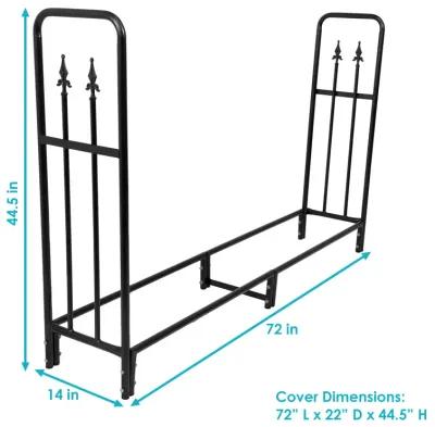 Sunnydaze 6 ft Powder-Coated Steel Firewood Log Rack with Black Cover