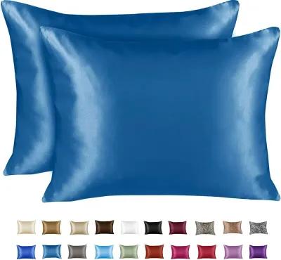 Satin Pillow Case with Zipper - Luxury Pillow Cover (Pillowcase Set of 2)