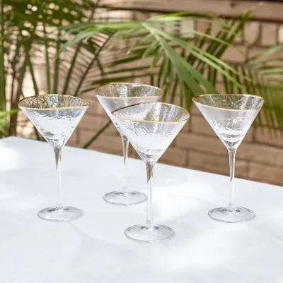 Set of 4 Hammered Martini Glasses