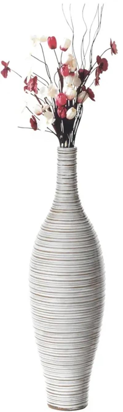 White Floor Vase, Ribbed Design, Modern Elegant Home Decoration, Tall Ceramic Vases, Contemporary Living Room Accent, Trendy Room Enhancement, Versatile Sculptural Look, Sophisticated Décor, 24 Inch