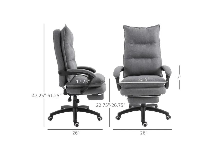 Gray Executive Comfort: 360 Swivel Office Chair with Retractable Footrest