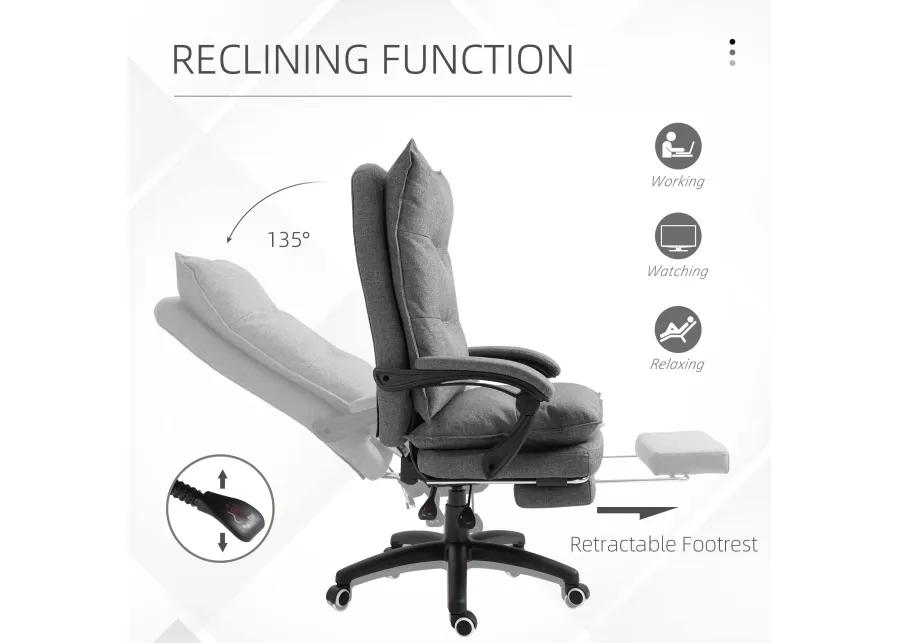 Gray Executive Comfort: 360 Swivel Office Chair with Retractable Footrest