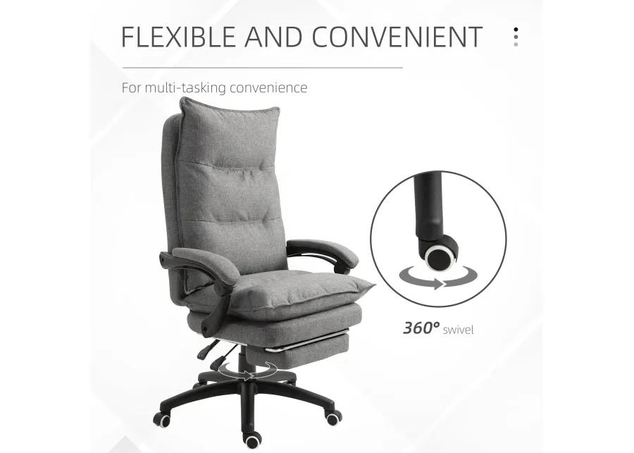 Gray Executive Comfort: 360 Swivel Office Chair with Retractable Footrest