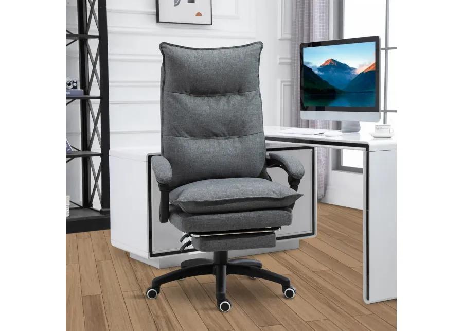 Gray Executive Comfort: 360 Swivel Office Chair with Retractable Footrest