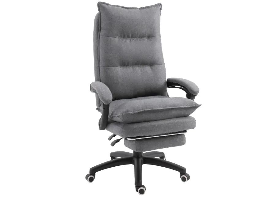 Gray Executive Comfort: 360 Swivel Office Chair with Retractable Footrest