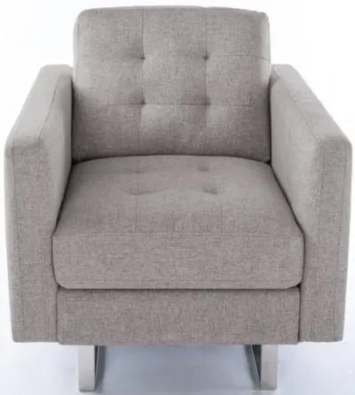 Victoria Linen Fabric Armchair With Metal Legs, Side Pockets, And Pillow