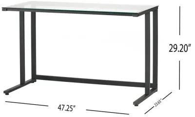 Stylish Modern Glass Computer Desk with Open Back