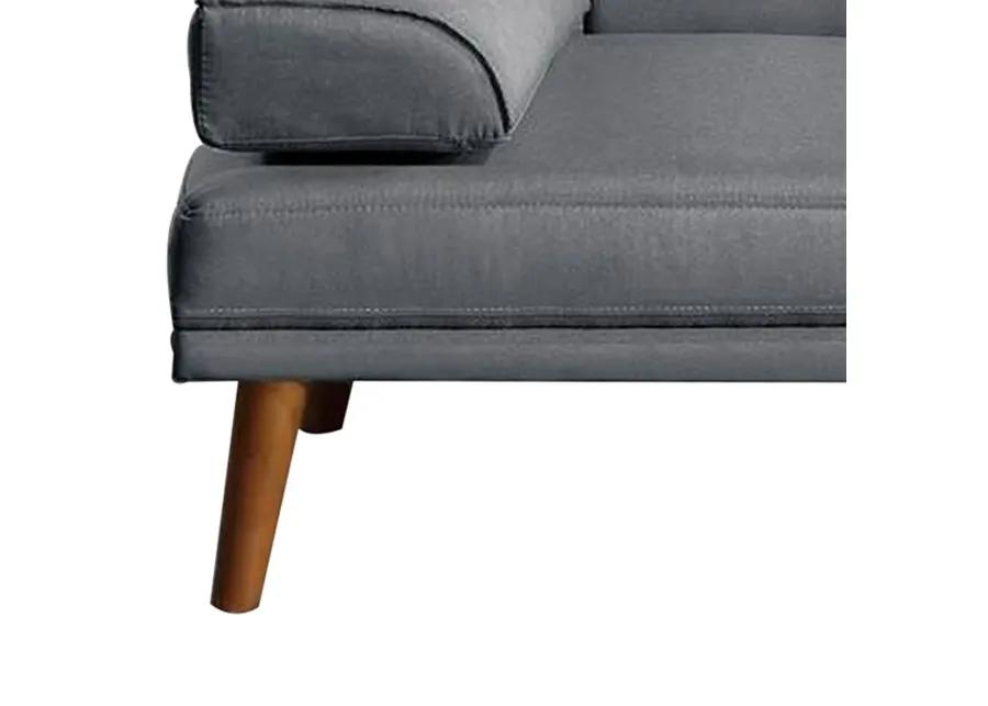 Gina 71 Inch Adjustable Futon Sofa Bed, Square Tufted, Tapered Legs, Gray - Benzara