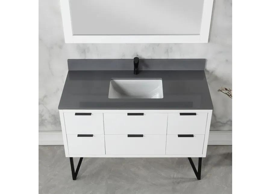 Altair 48 Single Bathroom Vanity in White with Mirror