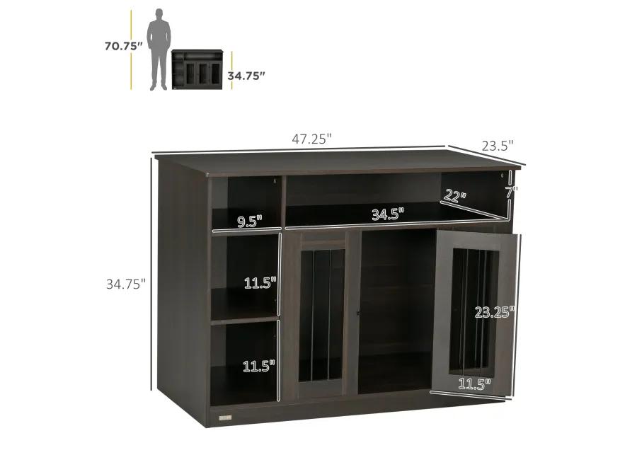 Brown Pet Enclosure: Luxury Dog Crate with Storage & Lockable Door