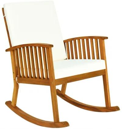 Outdoor Acacia Wood Rocking Chair with Detachable Washable Cushions