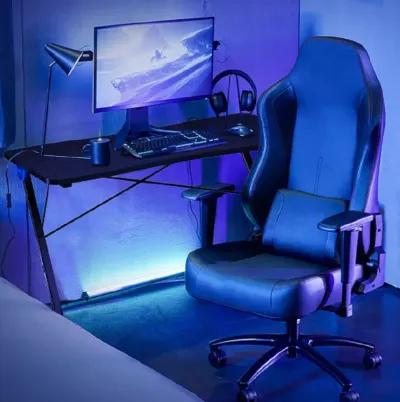 Z Shape Gaming Desk with LED Lights