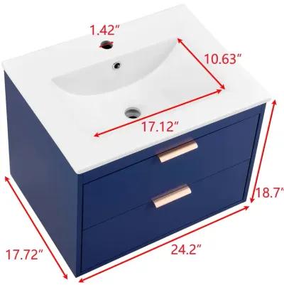 17.72 in. W x 24 in. D x 18.7 in. H Single Sink Bath Vanity with White Ceramic Top