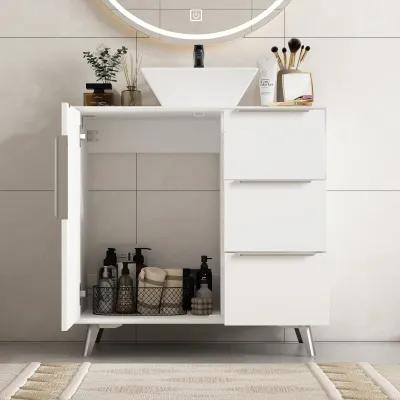 FUFU&GAGA Modern Minimalist Bathroom Vanity with Storage – 30"W x 18.1"D x 29.4"H, White