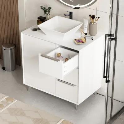 FUFU&GAGA Modern Minimalist Bathroom Vanity with Storage – 30"W x 18.1"D x 29.4"H, White