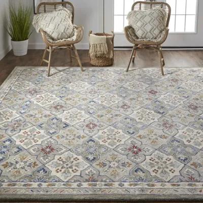 Rylan 8638F Taupe/Ivory/Red 2' x 3' Rug