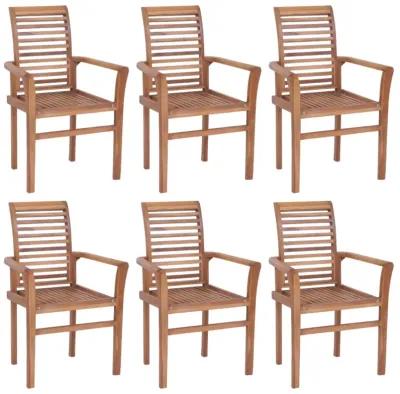 vidaXL Dining Chairs 6 pcs with Blue Cushions Solid Teak Wood