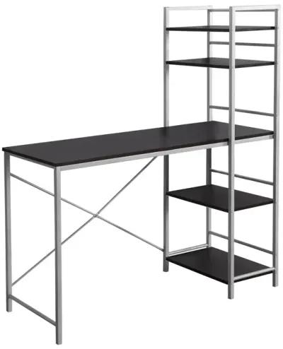 Monarch Specialties I 7166 Computer Desk, Home Office, Laptop, Storage Shelves, 48"L, Work, Metal, Laminate, Brown, Grey, Contemporary, Modern