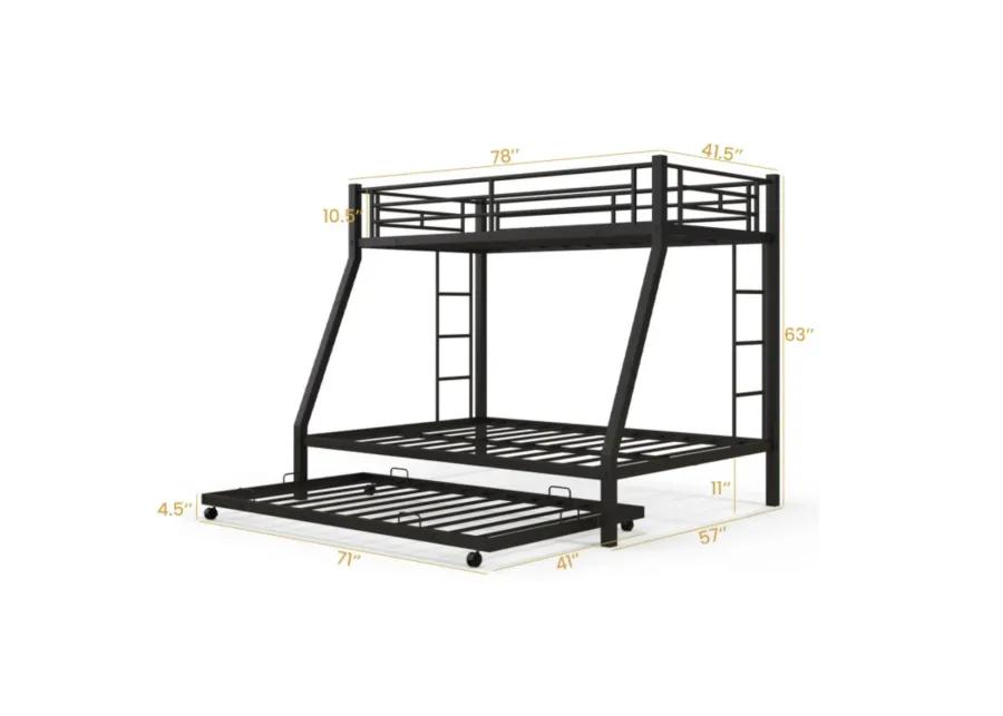 Full over Full Bunk Bed Platform Wood Bed with Ladder