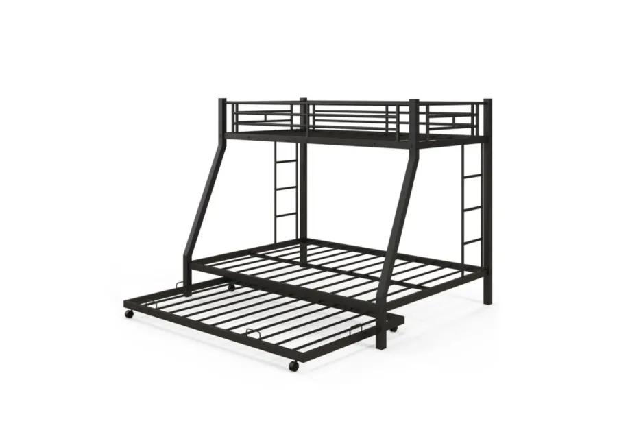 Full over Full Bunk Bed Platform Wood Bed with Ladder