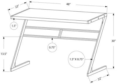 Monarch Specialties I 7373 Computer Desk, Home Office, Laptop, 48"L, Work, Metal, Laminate, Brown, Black, Contemporary, Modern