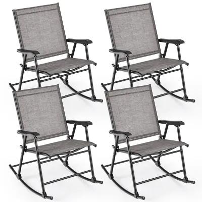 Set of 2 Folding Rocking Chair with Breathable Seat Fabric-Set of 2