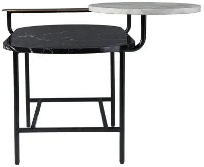 Homezia 42" Black Manufactured Wood And Metal Free Form Coffee Table