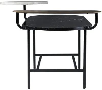 Homezia 42" Black Manufactured Wood And Metal Free Form Coffee Table